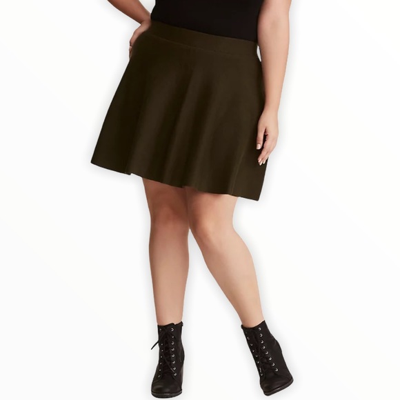 torrid Dresses & Skirts - Torrid Olive Green Sweater Knit Skater Skirt